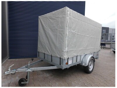 Huifaanhanger - ongeremd-enkelasser-132x257x150h-1000kg- 1150excl. linksvoor wit doek