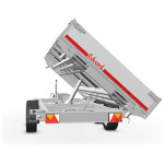 Eduard Kipper Driezijdig 330X180 | Laadvloer 63cm | 3000kg | EDK012 achter in kiepstand rechts