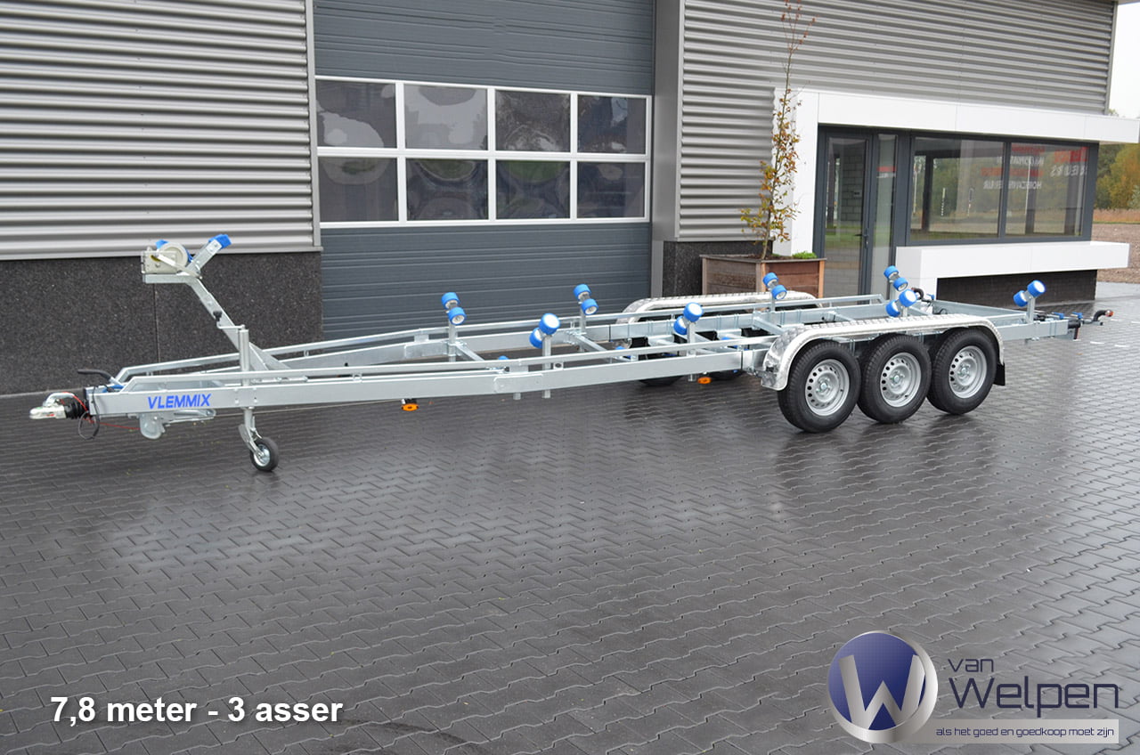 7-8m-3asser-1 Boottrailer 631X220 | 1350 kg | BT001 linksvoor
