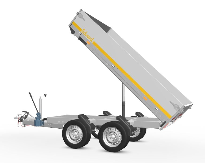Kipper 2000 kg Eduard Kipper Achterwaarts 250x145 | Laadvloer 63cm | 2000kg |EDK015 linksachter kiepend achter